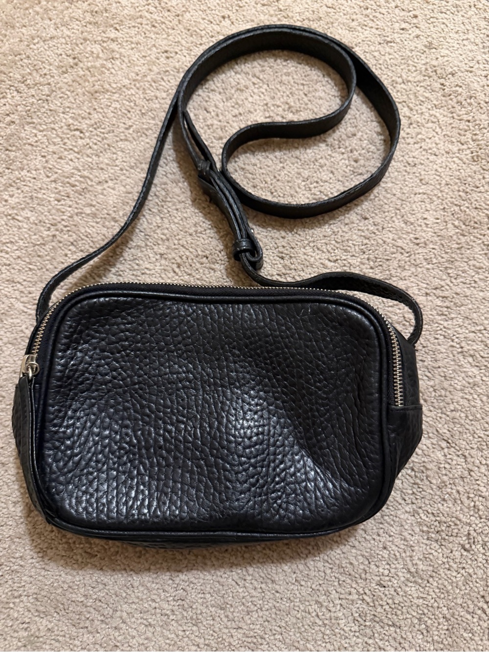 CLHEI Makai Black Leather Crossbody matte black silver hardware